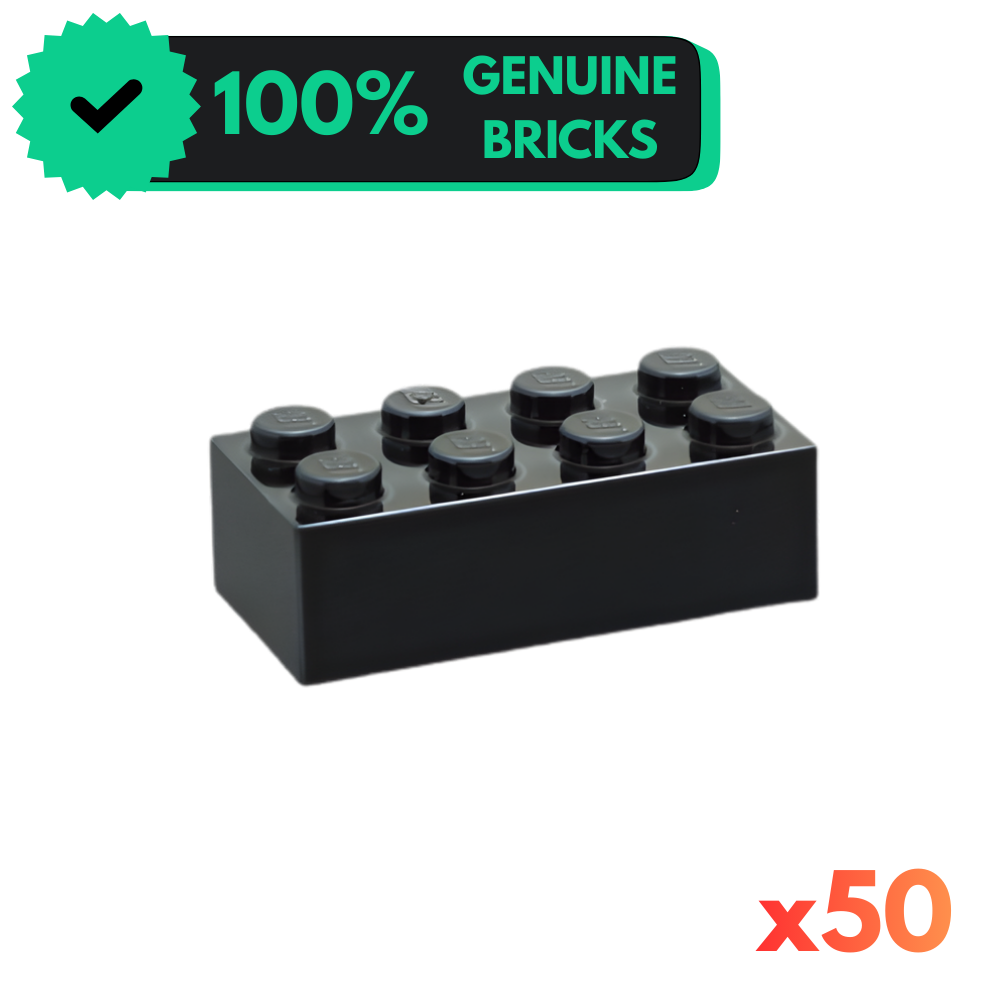 Black 2x4 Brick [x50] Authentic LEGO® Parts