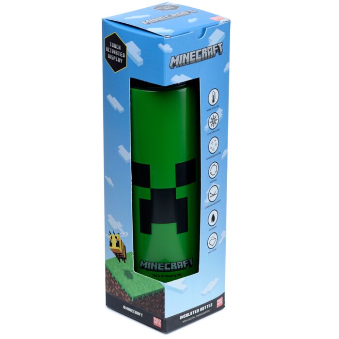 Minecraft Creeper Reusable Insulated Drinks Bottle with Digital Thermometer