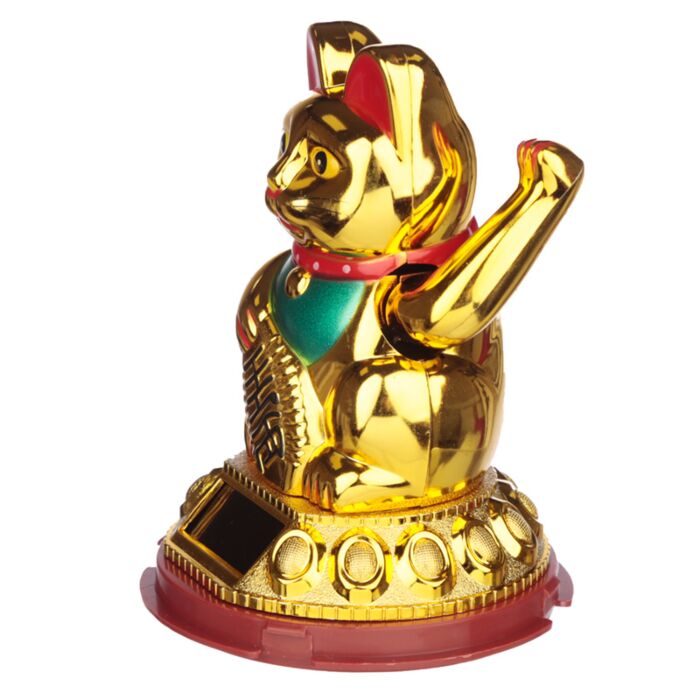 Maneki Neko Golden Lucky Waving Cat Solar Pal