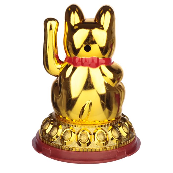 Maneki Neko Golden Lucky Waving Cat Solar Pal