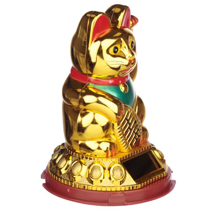 Maneki Neko Golden Lucky Waving Cat Solar Pal