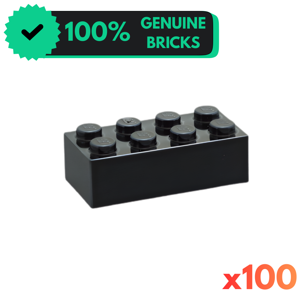 Black 2x4 Brick [x100] Authentic LEGO® Parts