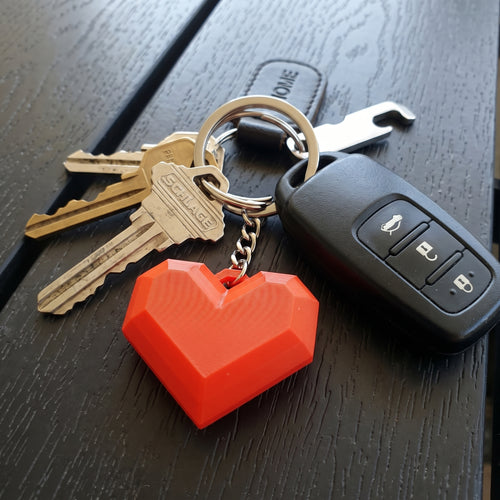 Low Poly Geometric Heart Keychain | Red Bag Charm Gift