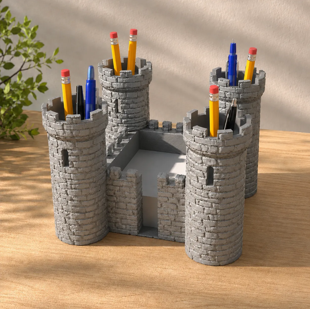 Medieval Castle Desk Organizer | Pen Holder & Office Supply Tray