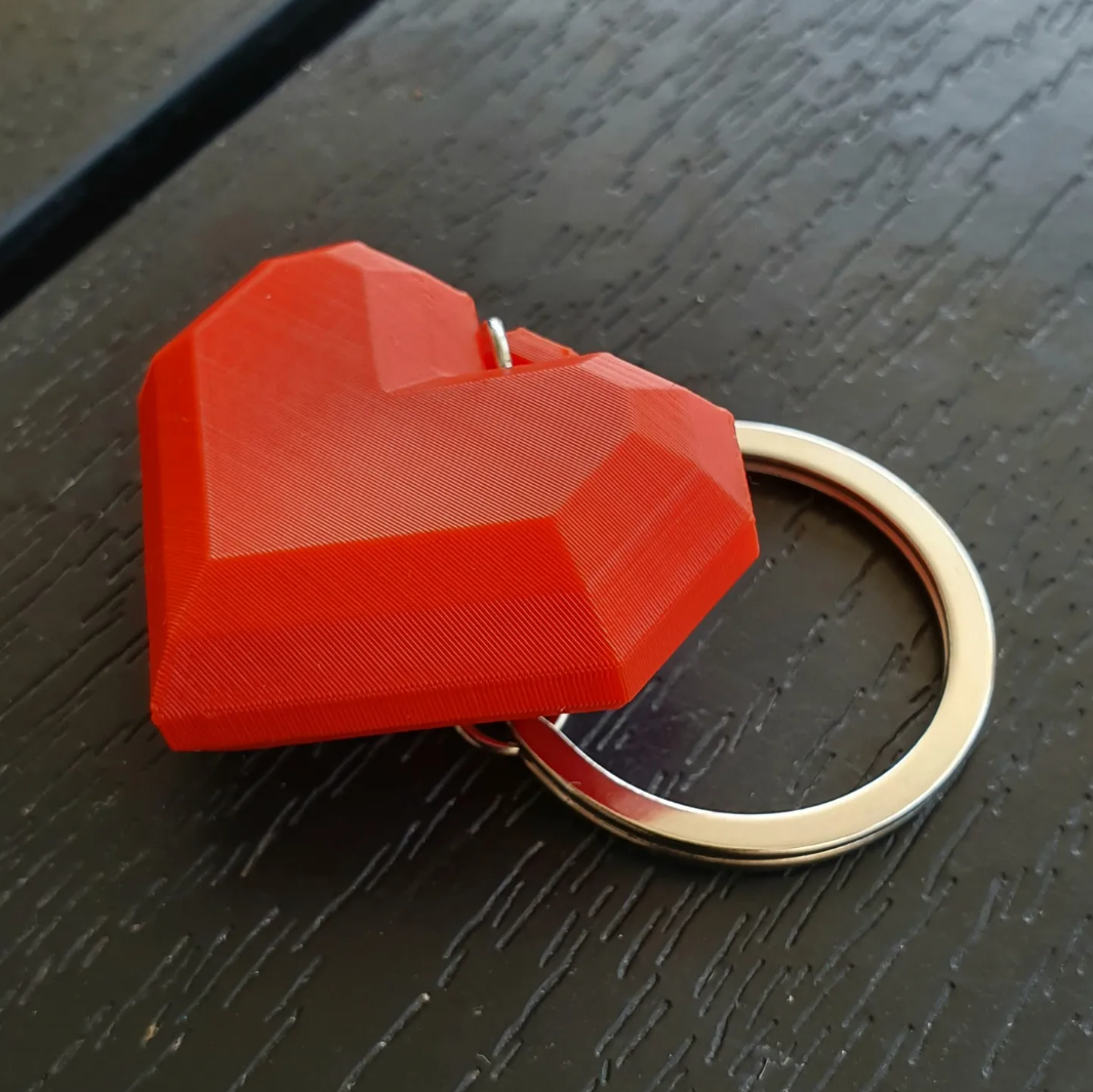 Low Poly Geometric Heart Keychain | Red Bag Charm Gift
