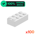 White 2x4 Brick [x100] Authentic LEGO® Parts