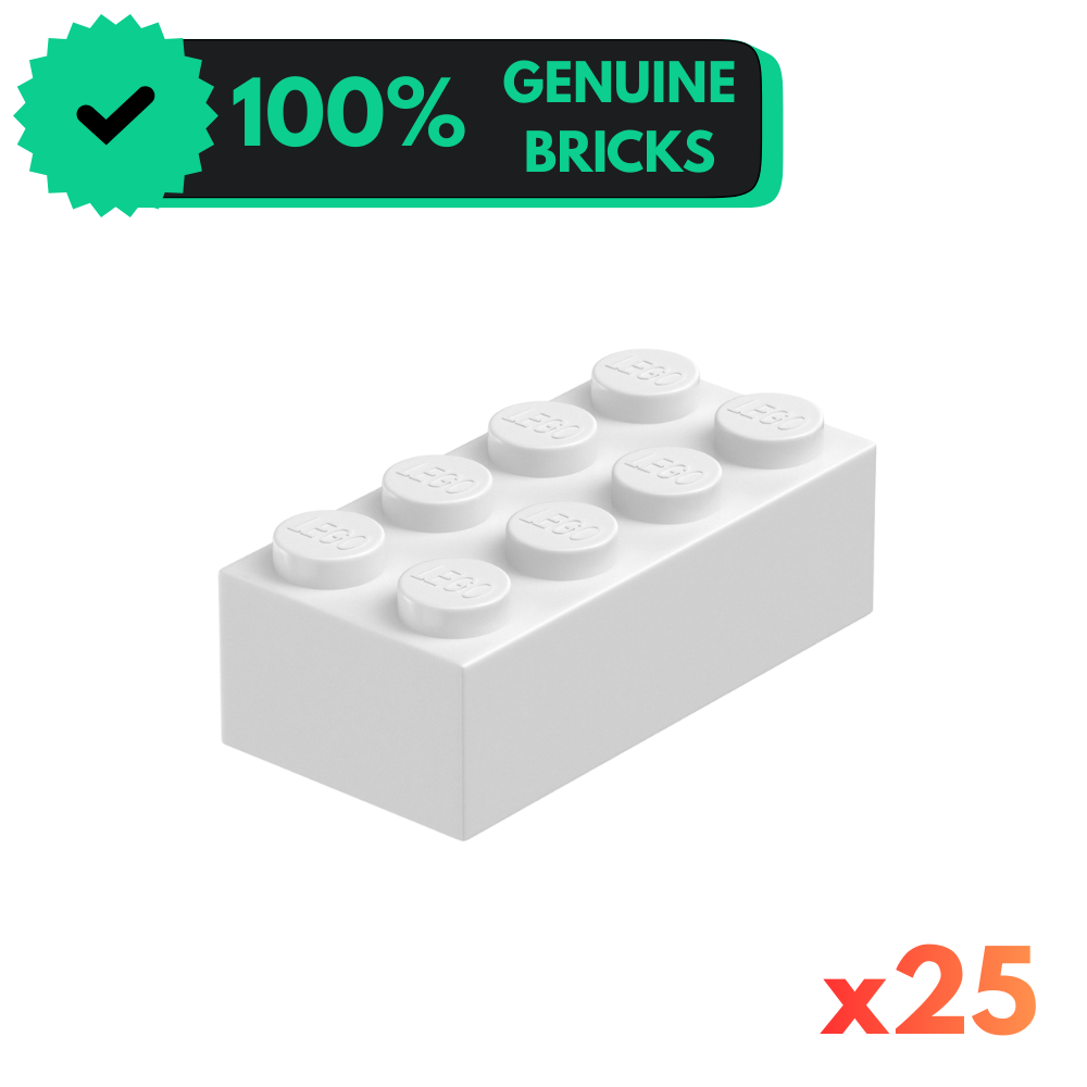 White 2x4 Brick [x25] Authentic LEGO® Parts