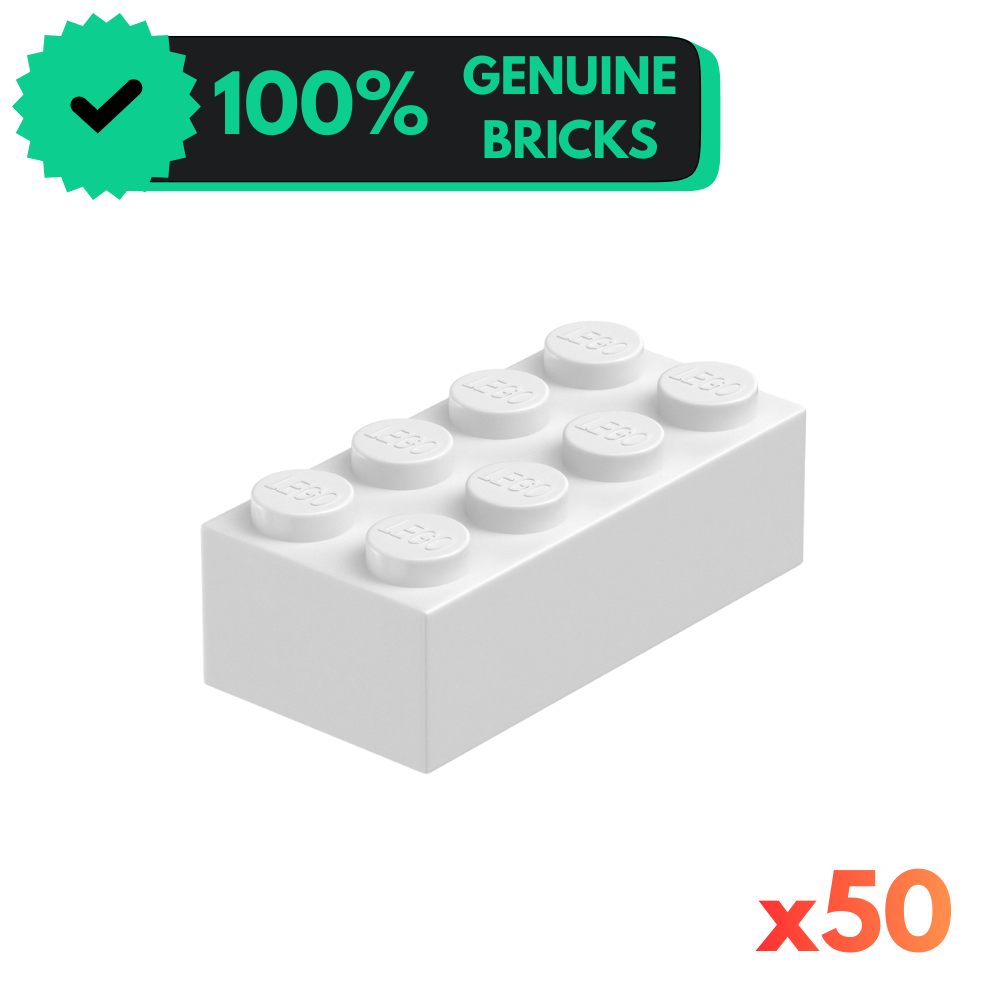 White 2x4 Brick [x50] Authentic LEGO® Parts