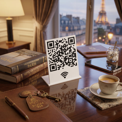 Custom 3D Printed Wi-Fi QR Code Sign & Tabletop Stand for Home, Office, Hotel and Restaurants